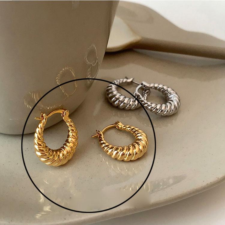 

925 Sterling Silver Vintage Strip Gold Earrings For Women Trendy Earring Jewelry Prevent Allergy Party Accessories Gift