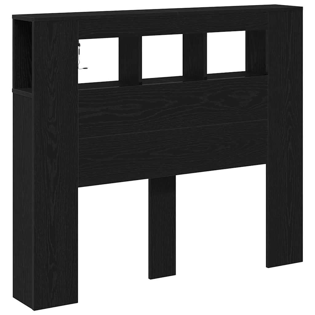 LED Headboard in Black with Oak Effect 120 x 18.5 x 103.5 cm