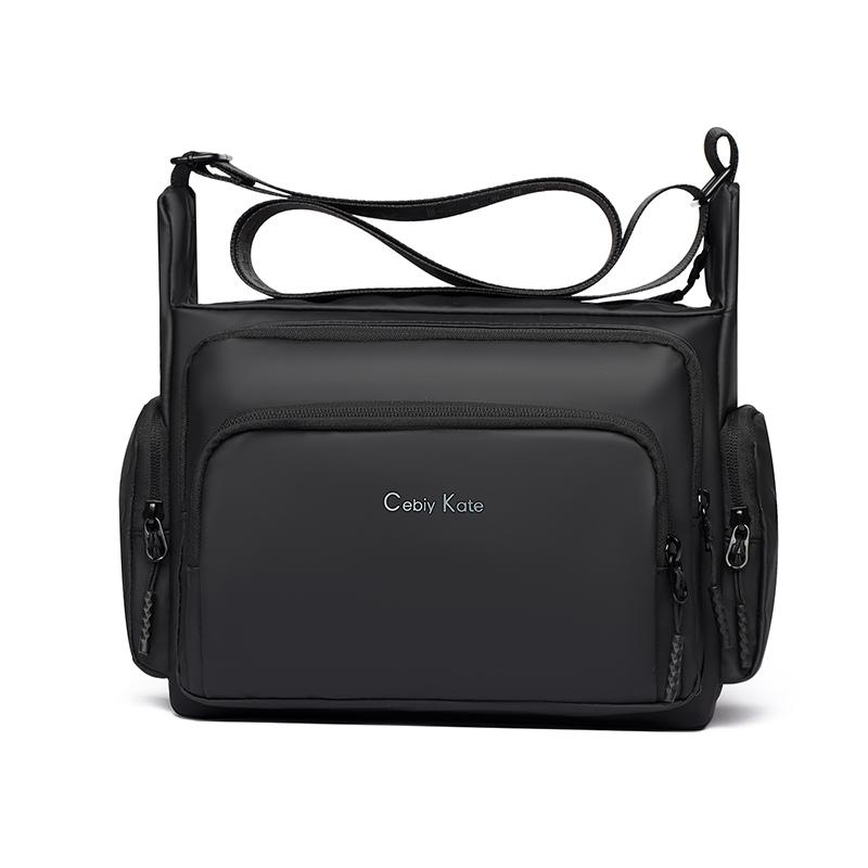 Мужская деловая сумка через плечо, водоотталкивающая, многофункциональная, большого объема чёрный