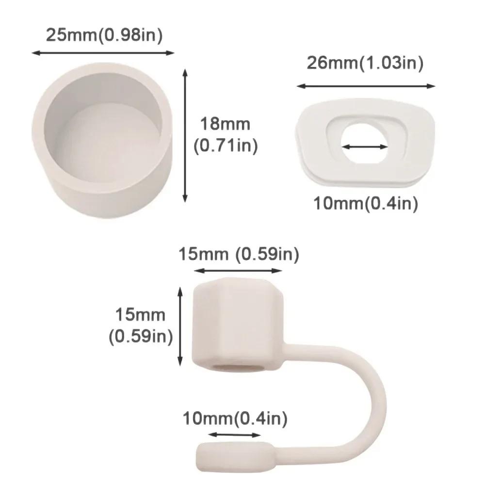 Reusable 3-piece Set Hexagonal Nut Straw Cap Silicone Proof Splash Straw Topper Reusable Dustproof Straw Cover