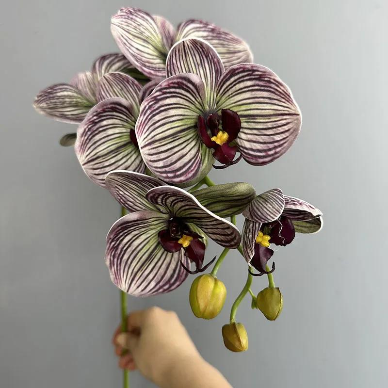 Künstlicher Schmetterlingsorchideen-Zweig mit Real-Touch-Kunstblume Hoteldekoration Silikon-Baumwolle Phalaenopsis Simulationsblumen