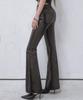 AVANDRESS Kunstleder Dünne Bootcut Hose Beschädigt Schwarz