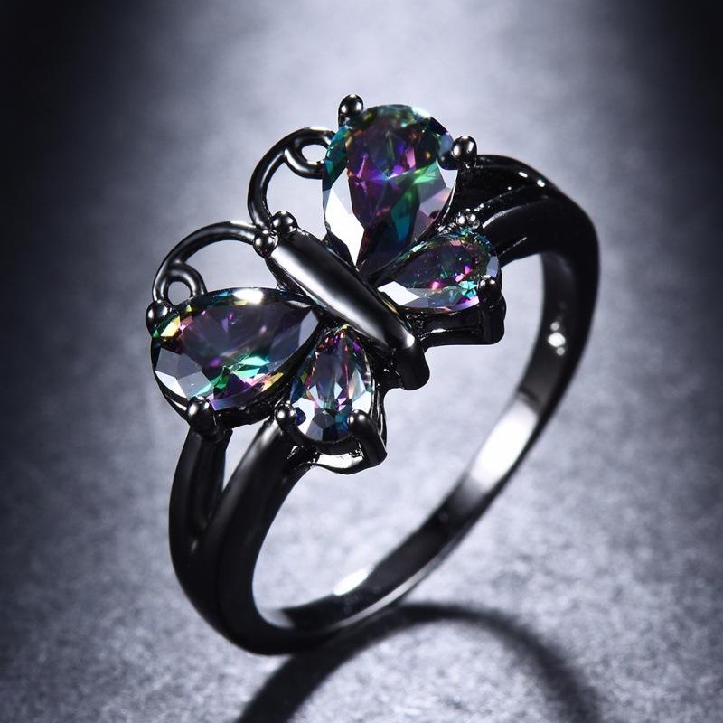 

eBay black gold blue zircon butterfly ring, small animals no. 10
