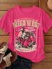 Wild West Cowboys Print Dames T-shirt Casual Los Rond Hals Korte Mouw Tops Mode Ademende T-shirts Zomer Straatkleding