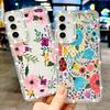 Ladybug Flowers Print Phone Case For Samsung Galaxy A55 A56 A54 A36 A15 A26 A16 S25 Edge S24 S22 Ultra S23 FE Diamond TPU Cover