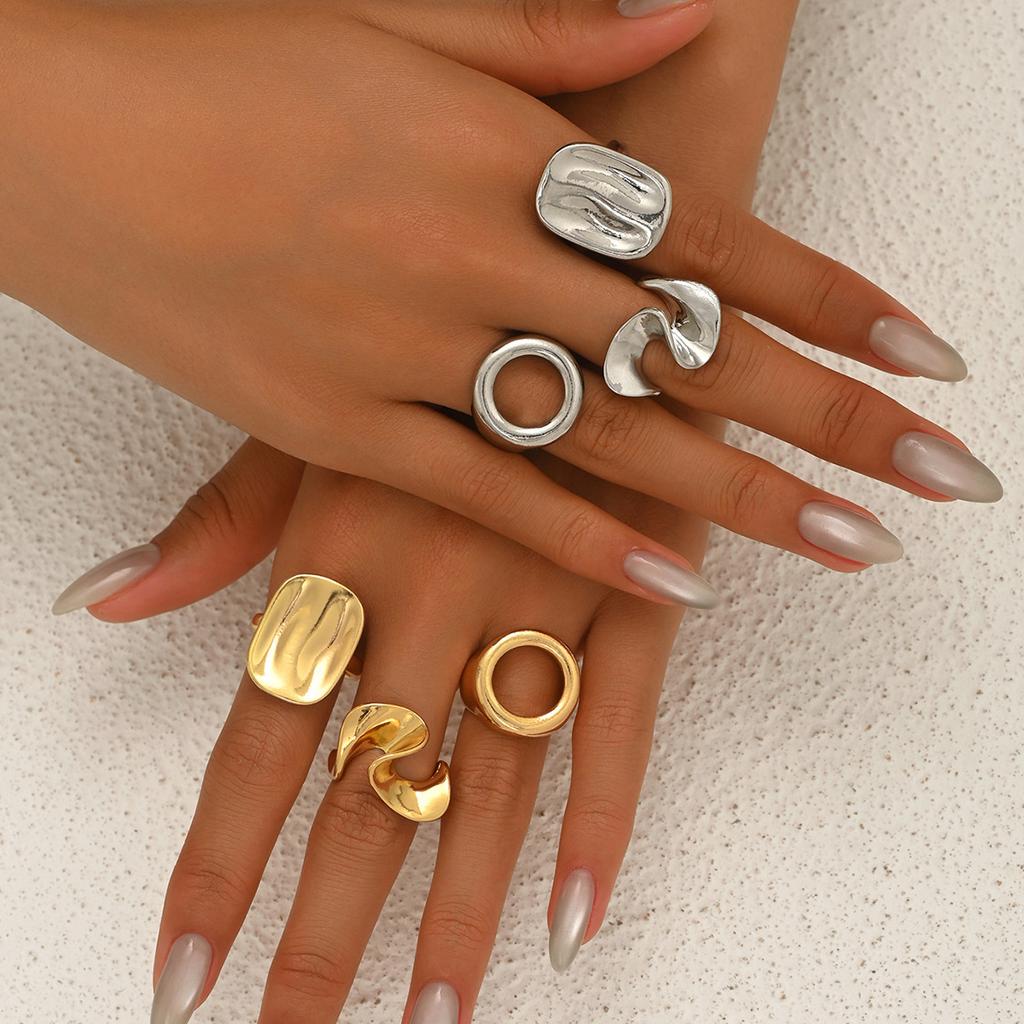 Wind women's ring, geometric irregular design, niche high-end sense, open index finger ring, versatile