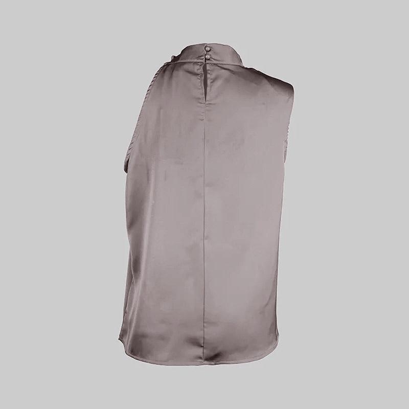 Completo Pantaloni da Donna Colore Unico Mezzo Collo Monospalla Senza Maniche Camicie Allacciatura Pantaloni Gamba Larga Donna 2025 Estate Nuovi Abbigliamento da Strada Donna