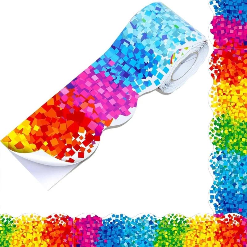 DXAB self-adhesive border decorations classroom trim border self-adhesive trim border colorful dots border
