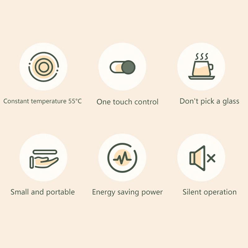 Portable USB Cup Warmer 3 Gear DC 5V Coffee Mug Heating Coaster Smart Thermostatic Hot Plate Milk Tea Water Heating Pad Heater