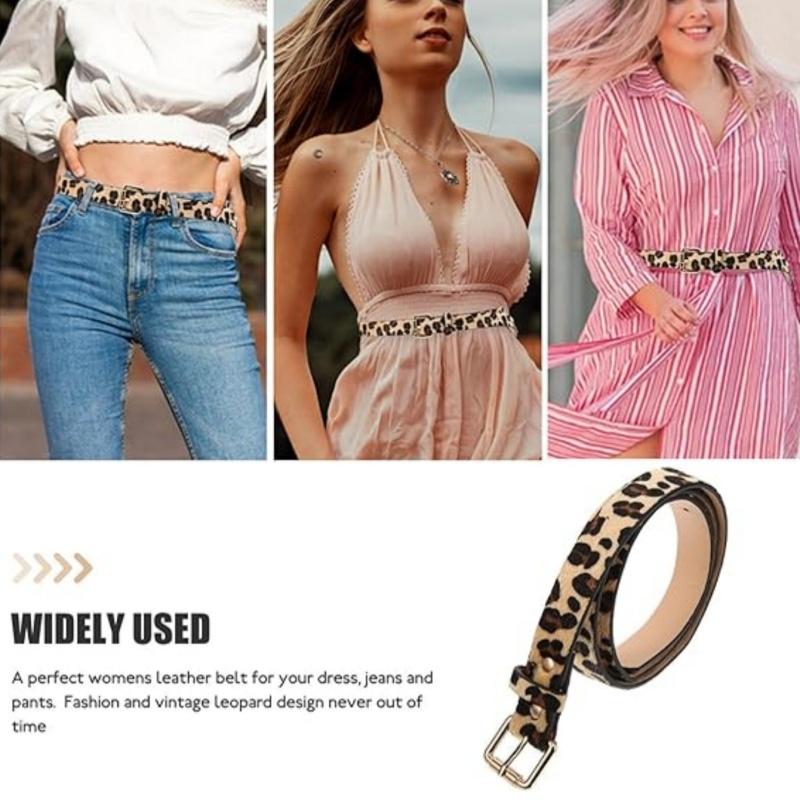 Women's belt leopard print leather belt, fashionable European and American all-match jeans coat belt