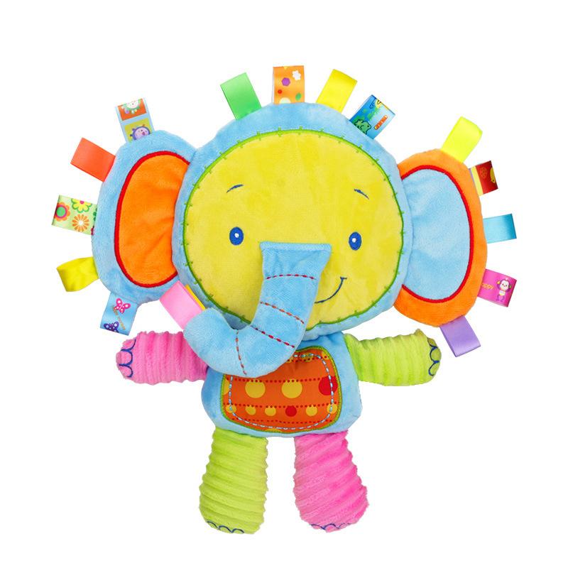 

Baby Tags Stuffed Animal Soft Toy Built-in Rattles Sensory Elephant Plush Bell Toys for Sleep Plush Newborn Toddler Infant Gifts