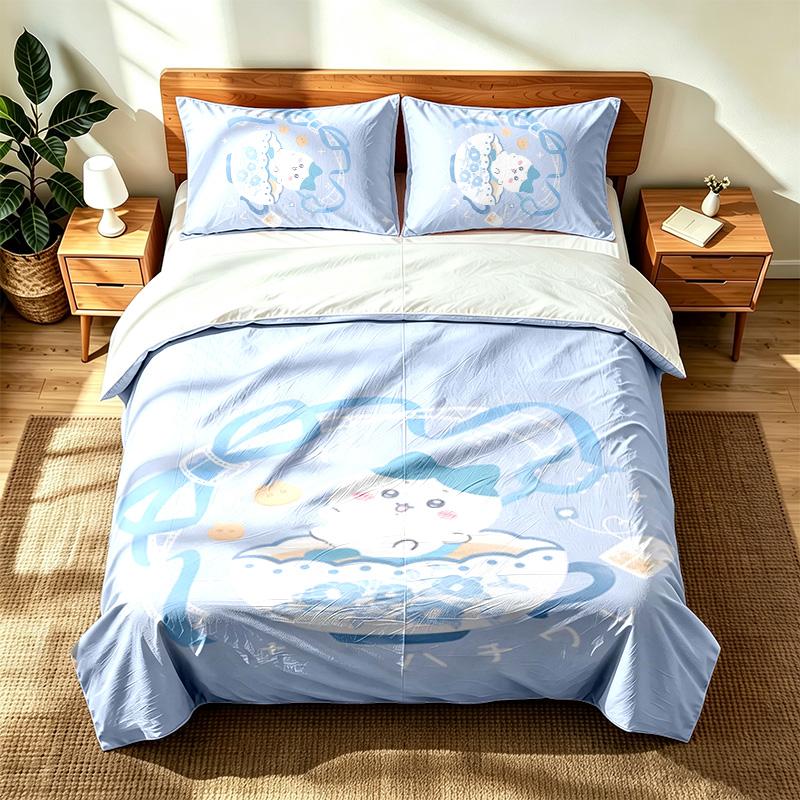 Chiikawa (5) 3pc set suitable for master bedrooms soft and comfortable an ideal gift for family and friends Includes one duvet cover and two pillowcas