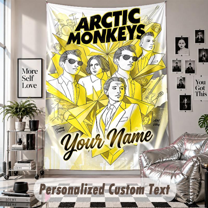 Wall Hanging Tapestry With Custom Name & Text, Arctic Monkeys Decorative Tapestry For Bedroom