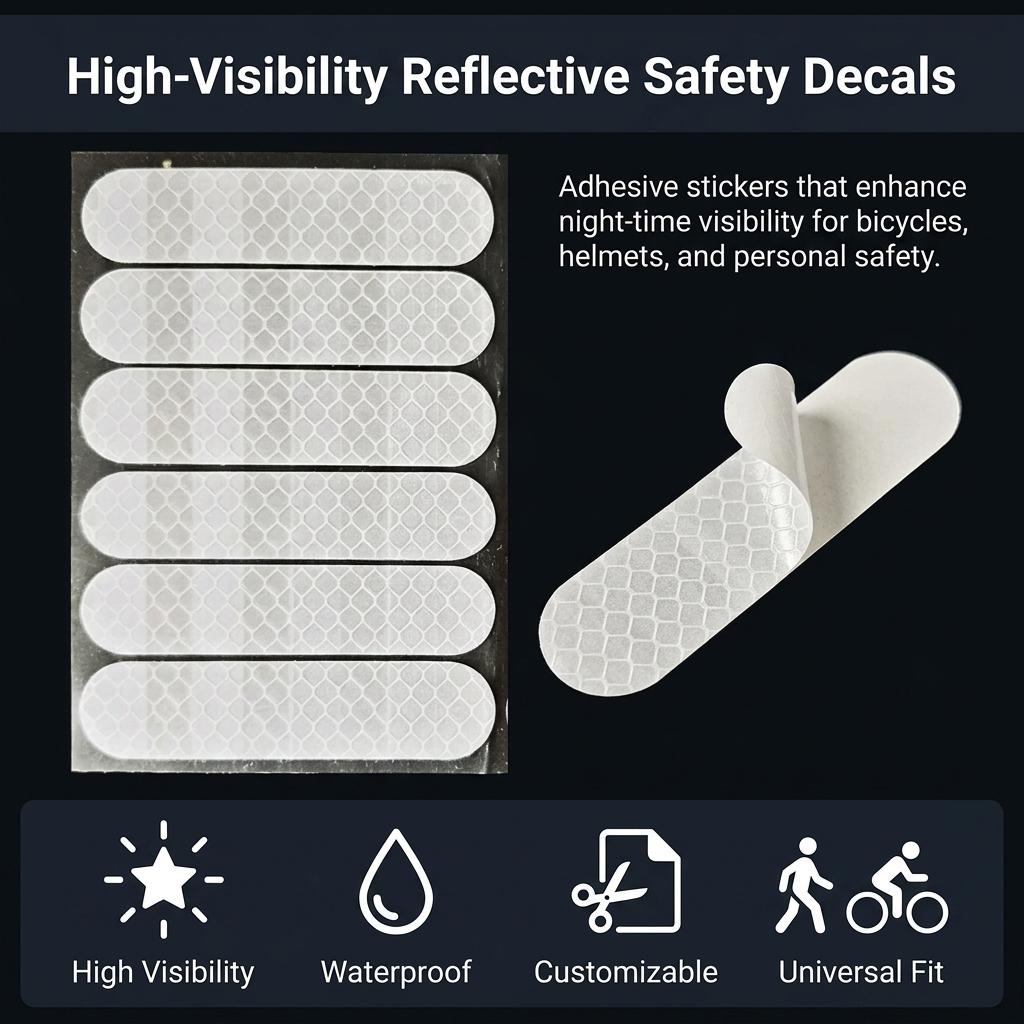10pcs Reflective Stickers High-Visibility Safety Decals Waterproof Self Adhesive Stickers for Electric Bike Bicycle Motorcycle