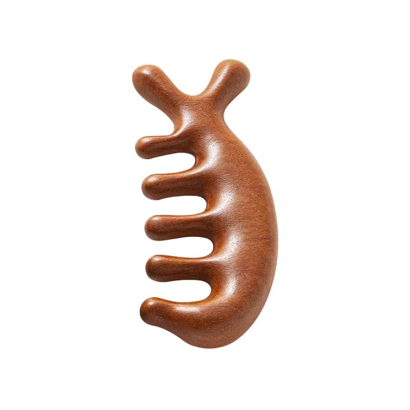 

Меридианная массажная расческа с пятью зубцами, китайская расческа для акупунктурной головы, кровообращение, сандаловое дерево, меридианная расческа для головы