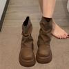 Wszechstronne buty Martin podwyższone botki na grubej podeszwie damskie jesienne nowe wysokiej klasy krótkie buty