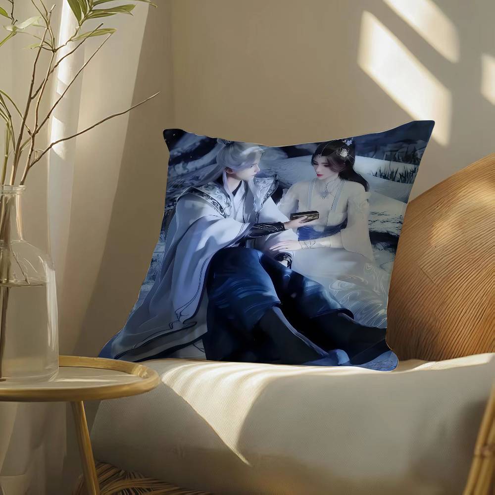 Chinese Classical Handsome Wu Xin Man Pillow Case Silky Elegant Comfort Sofa Bed  Invisible Zipper Beach Pillowcase