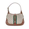 Gucci Jackie 1961 Plátěná Poloměsíční Taška přes Rameno s Koženými Detaily, Crossbody Taška, Malá Dámská Kabelka Ebony