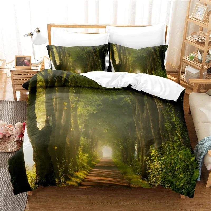 Tree Duvet Cover Set Twin Full King Mysterious Woods Bedding Set Polyester Fantasy Starry Sky Comforter Cover Forest Quilt Cover