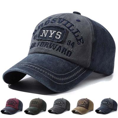 Four Seasons Men's Baseball Cap Casual Washed Denim Embroidered Cap Curved Brim Bowler Sun Hat High Quality Sports Summer Hat