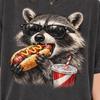 Funny Raccoon Eating Hot Dog Comfort Colors Shirt, Cool Raccoon Sunglasses Tee, Funny Animal Meme Unisex Shirt, BBQ Summer Shirt