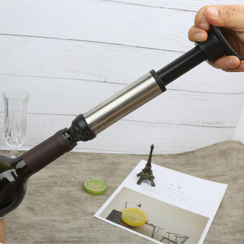 Vacuum Wine Saver Set Pump Preserver with Vacuum Wine Rubber Black Bottle Stoppers for White / Beer Wine Sealing Keep Wine Fresh