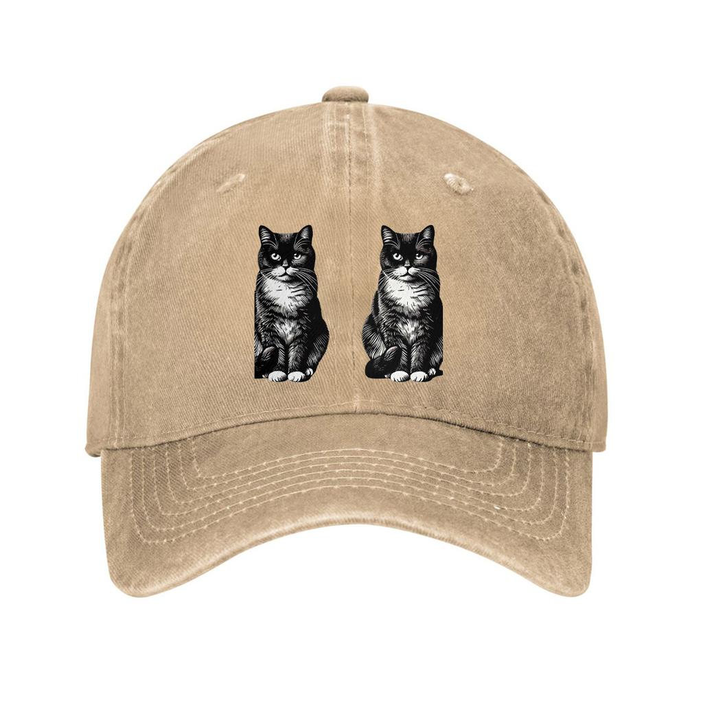 Black and White Tuxedo Cat Print Baseball Cap Adjustable Cotton Casual Dad Hat for Unisex Adults