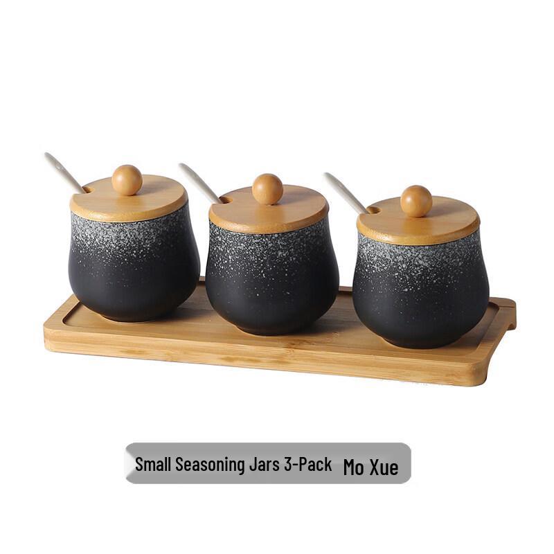 Japanese Ceramic Condiment Set with Tray and Spoons