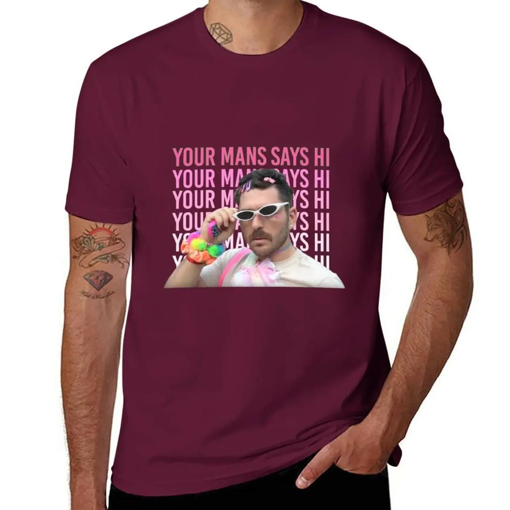 Your Mans Says Hi T-Shirt kawaii clothes anime plain black t shirts men