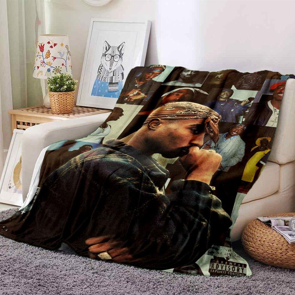 1 manta Hip Hop de 2Pac Suave Ligera Todas las Estaciones Manta Multiusos para Sofá, Cama, Oficina y Picnic, Estilo Francés con Arte de Álbum Icónico y Citas