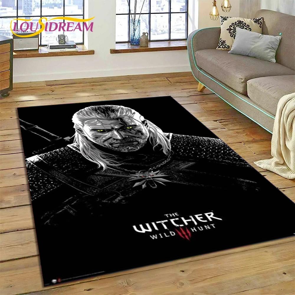 Tappeto The W-Witcher 3 Game Wild Hunt per Soggiorno Camera da Letto Decorazione Casa, Tappetino Antiscivolo Decorazione per Divano Zerbino