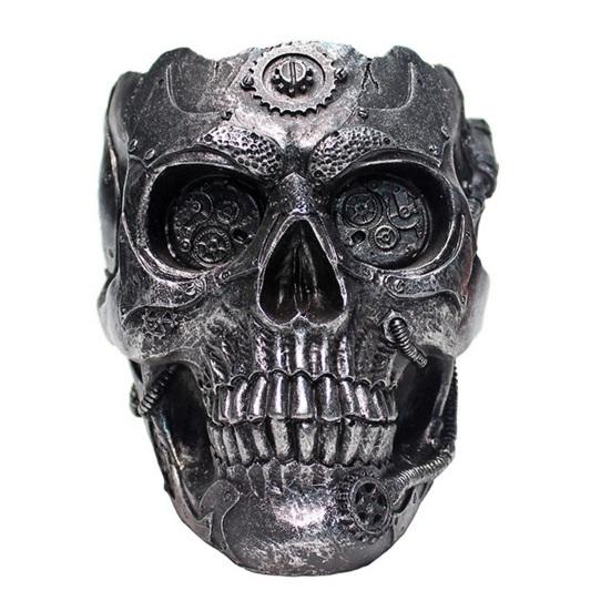 Skull Flower Pot Hand-Painted Resin Gothic Planter Decorative Flower Pot Candy Bowl for Home Office Halloween Decor