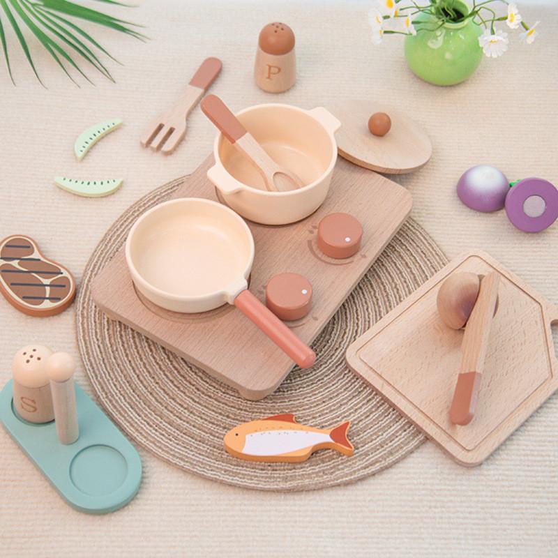 Cooking Wooden Kitchen Pot Toy Set For Kids Hands On Learning And Creativity