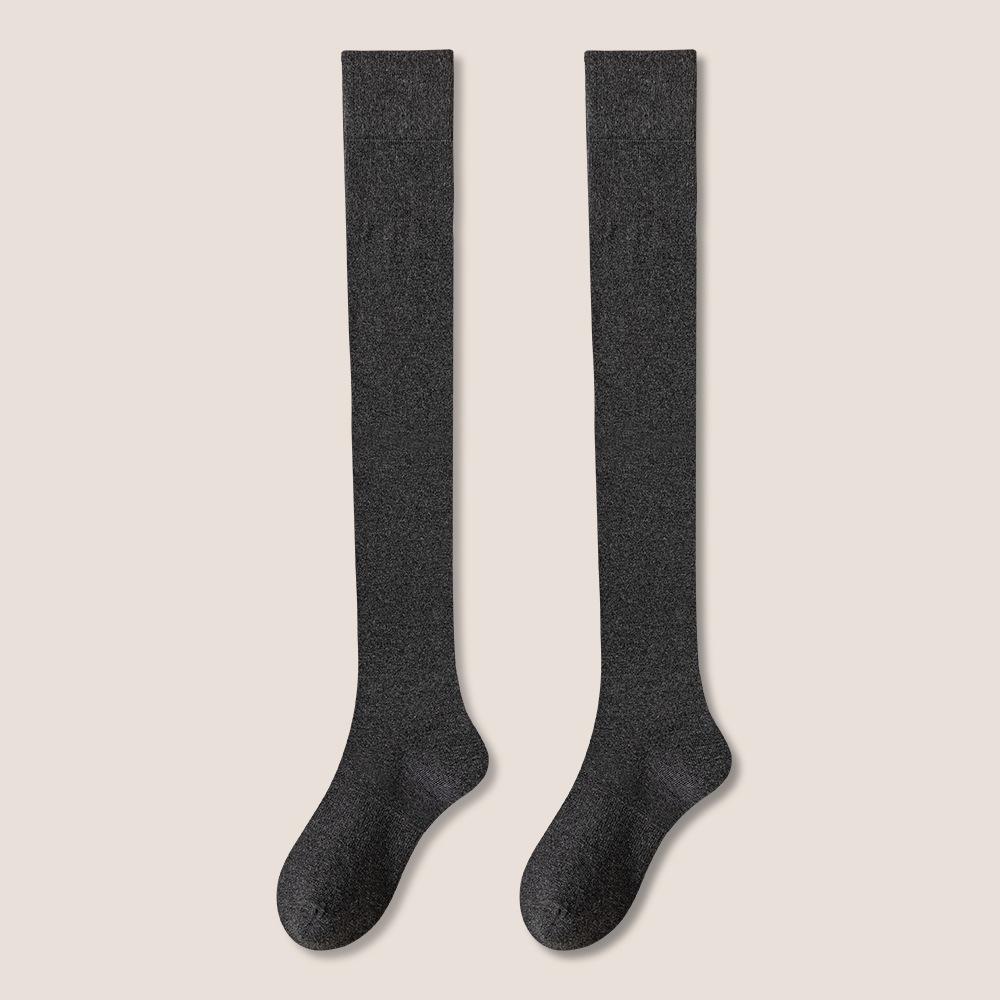 Women's Anti-Drop Warm Black Cotton Long Calf Socks - Autumn/Winter JK Style