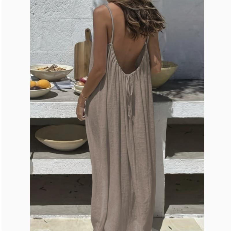 Camisole-Kleid für Damen, rückenfrei, lockerer langer Rock, Urlaubs-Zuhause-Stil