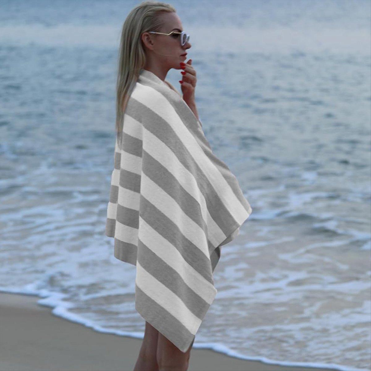 

BHBL Large Oversized Beach Towel - 35 X 70 Inch Plush Microfiber Pool Towel, Striped Quick Dry Swim Towel Grey China Mainland