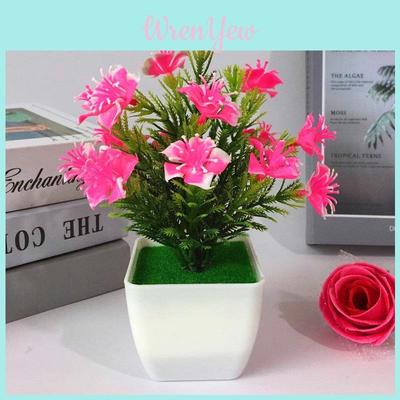 Camellia Sasanqua Fake Bonsai Tree With Plastic Construction For Office Desk Decoration