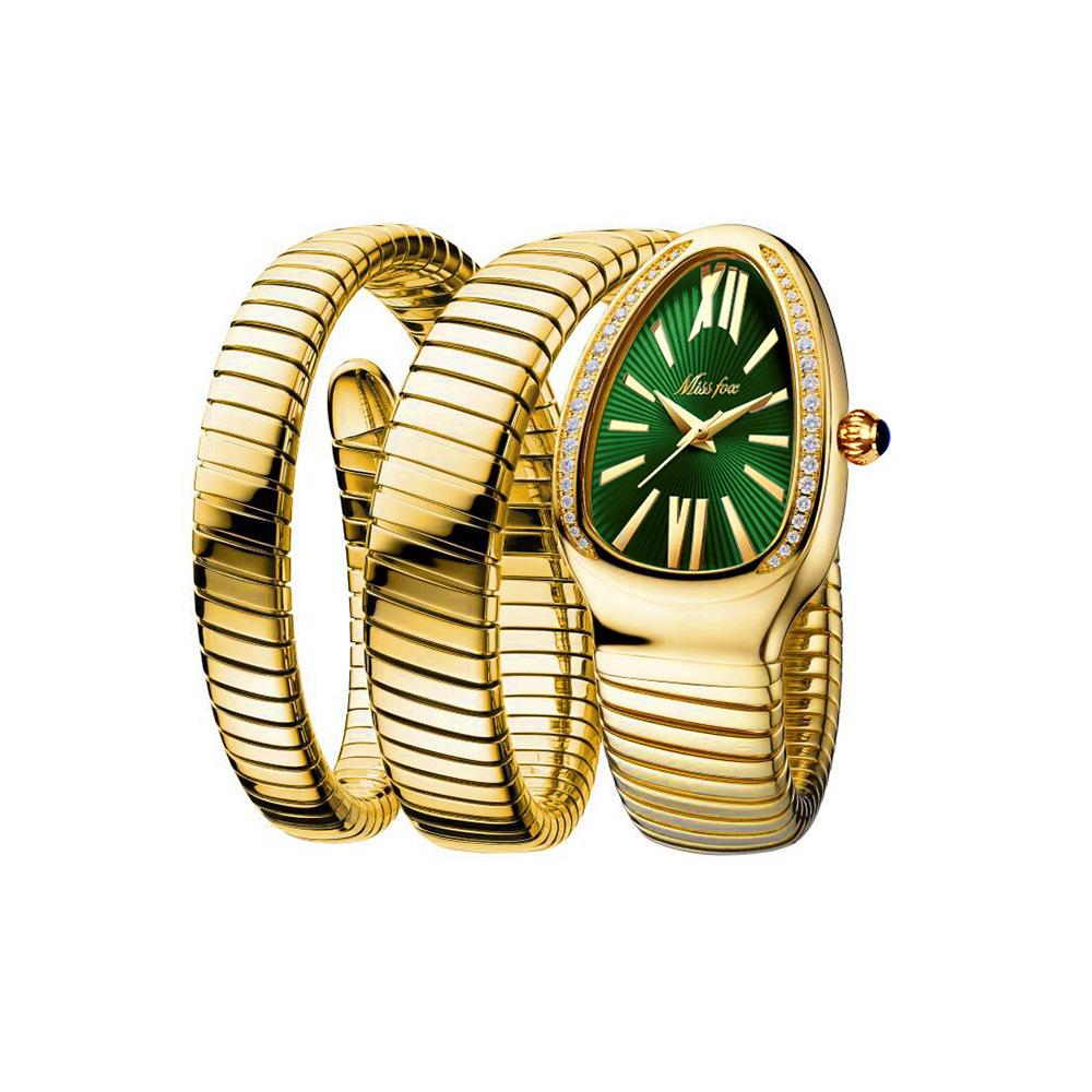 Missfox Uhr, High Fashion Personalisierte Schlange Schlange Schlange Wickelnd Drei-Kreis Armbanduhr
