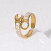 Stainless Steel Wrench Design Ring: Women's 18k Gold Industrial Style Fashion Jewelry