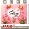 2D Mom Birthday Party Backdrop Pink Tulip & Balloon Decoration Banner