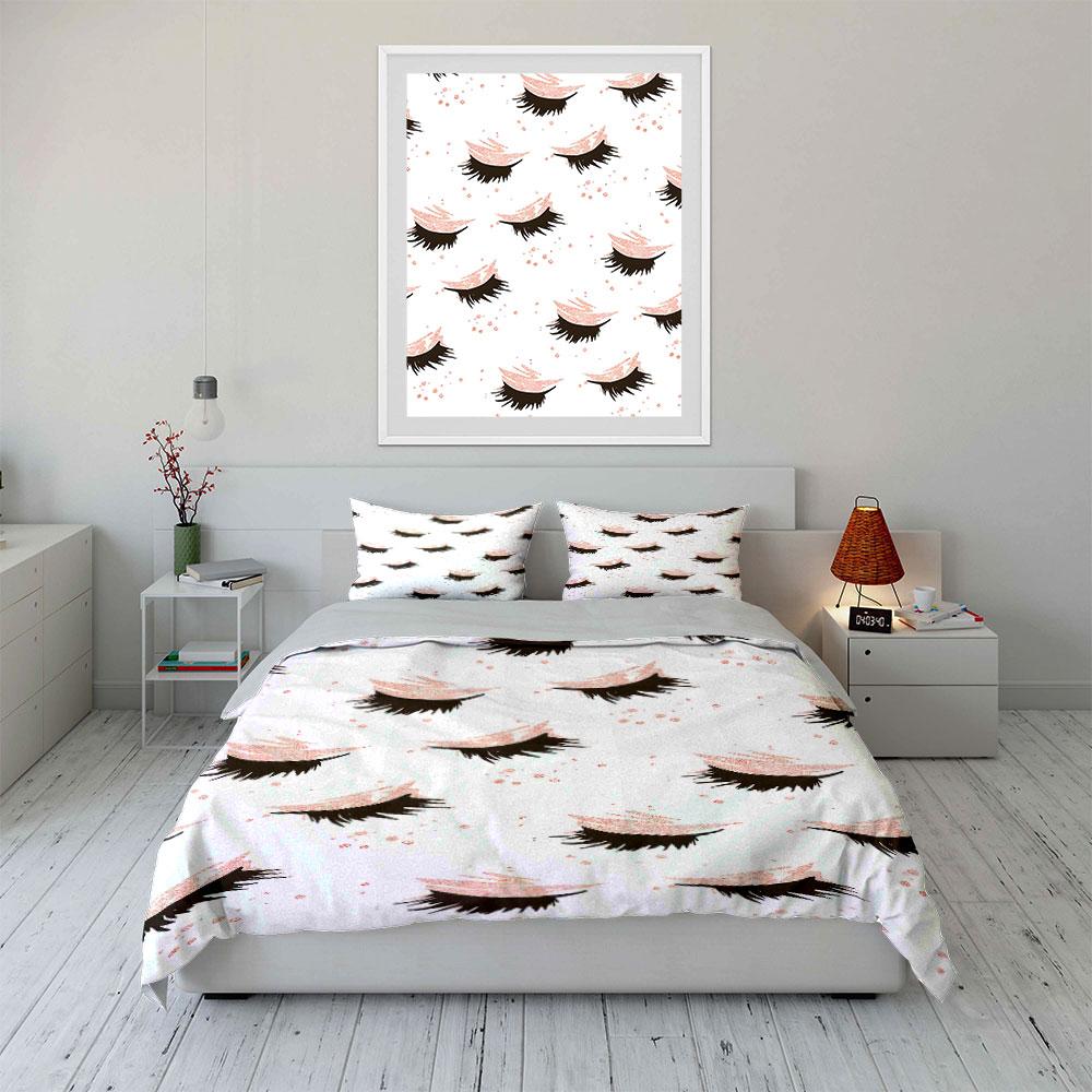 Eyelashes and sparkles pattern. Bedding sets Duvet cover sets Duvet covers Pillowcases(1 * Duvet Cover 2 * Pillowcases without duvet insert)