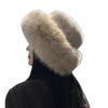 Plush Mongolian Hat Women's Cold-proof White Warm Northeast Basin Hat Ear Protection Hat Fox Hair Winter Bucket Hat