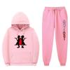 Mens Winter Warm Hooded Sweatshirt Pants Set Anime Inspired Casual Tracksuit Cotton Blend Thick Fleece Lined
