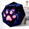 Neon Cat,Paw Print Automatic Folding Umbrella Compact 8 rib Design,Unique Style,Suitable for Everyday Outdoor Use,Perfect Gift for Fri