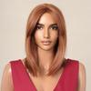 Orange Brown Medium Straight Bob Synthetic Wigs Short Hair with Bangs for Black Women Cosplay Lolita Layered Wig Heat Resistant