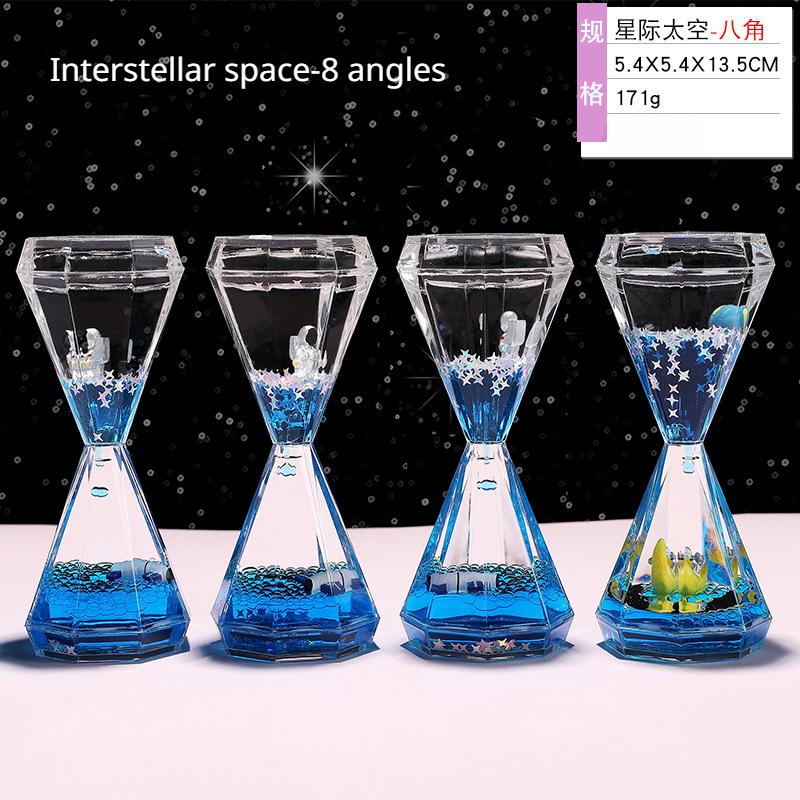 Creative Spaceman Astronaut Floating Liquid Hourglass Fluid Drift Bottle Visual Movement  Hourglass Timer Home Decor Gifts