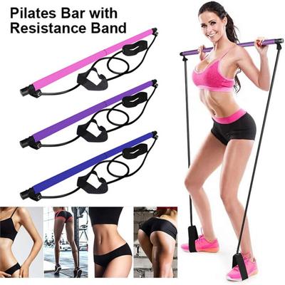 Pilatesstange mit Widerstandsband, Krafttraining, Fettverbrennung, Körperformung, multifunktionale Übungsstange, Heim-Fitnessstudio, Workout, Männer und Frauen, Fitnessgeräte