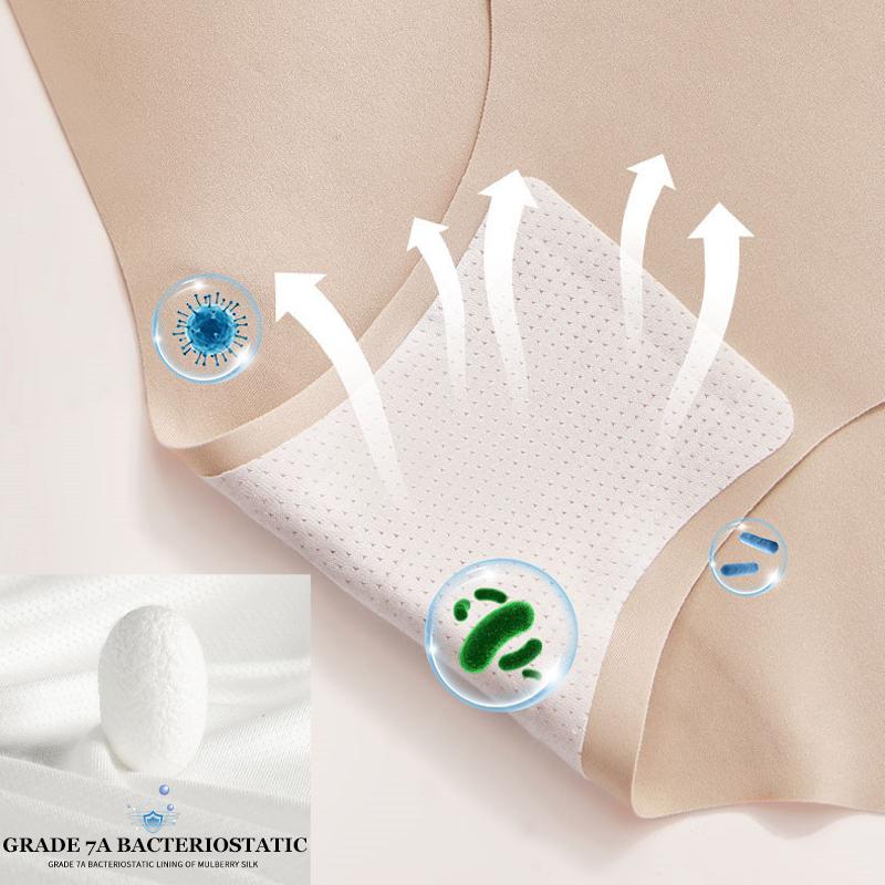 5PCS Seamless Mulberry Silk Underwear Ultral Thin Women's Panties Sexy High Elastic Invisible Briefs Soft Lingerie M-XL