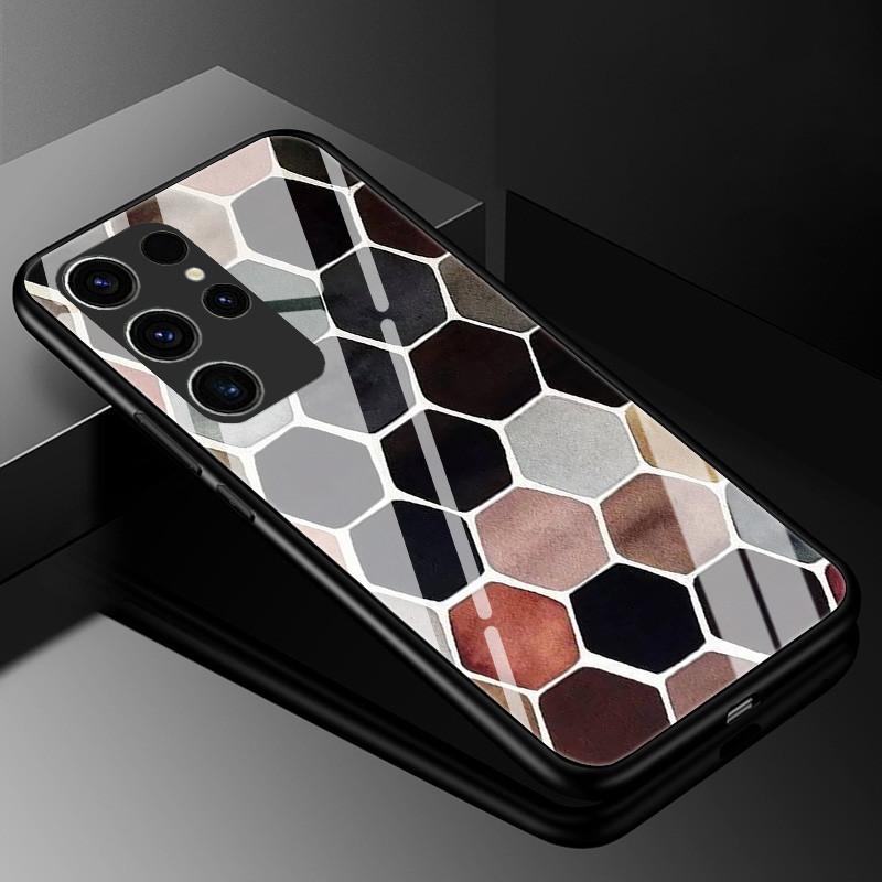 Marble Tempered Glass Phone Case For Samsung Galaxy S23 Ultra 5G Case Fashion Glass Back Cover for Samsung S23 Plus / S23 Ultra