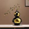 Double Gourd Ornament Glossy Wu Lou Decor Black and Gold